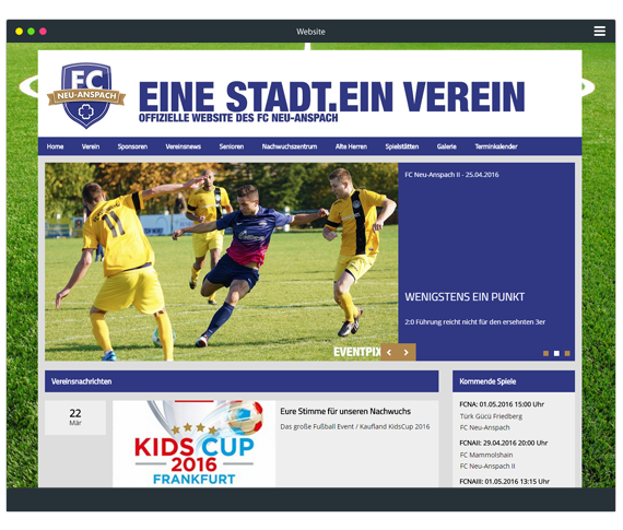 Fussball Homepage Beispiel